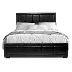 Hollywood Ottoman Bed Frame Faux Leather - Black - Bargainia.com - 