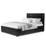 Hollywood Ottoman Bed Frame Faux Leather - Black - Bargainia.com - 