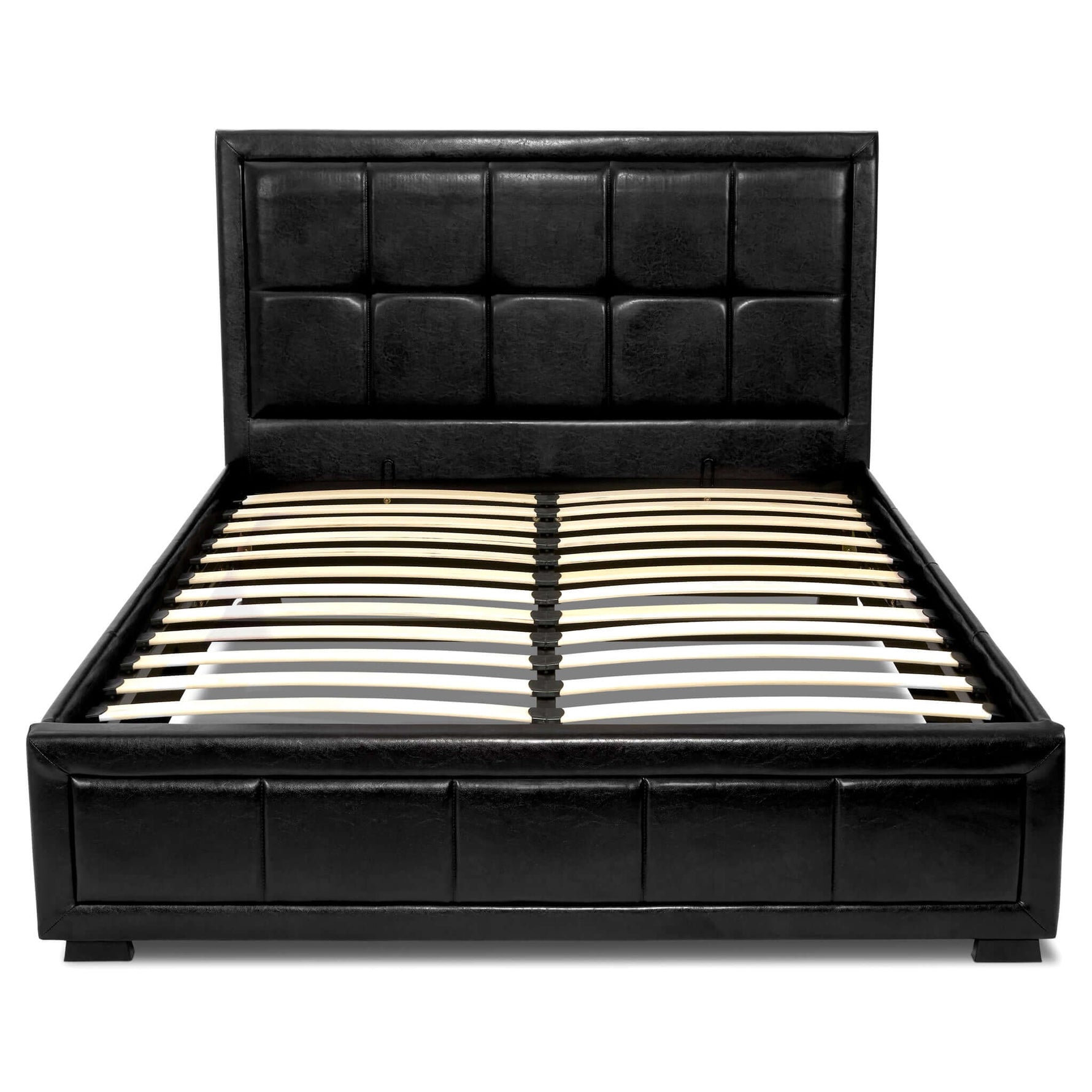 Hollywood Ottoman Bed Frame Faux Leather - Black - Bargainia.com - 