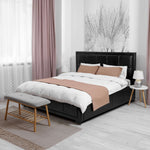 Hollywood Ottoman Bed Frame Faux Leather - Black - Bargainia.com - 