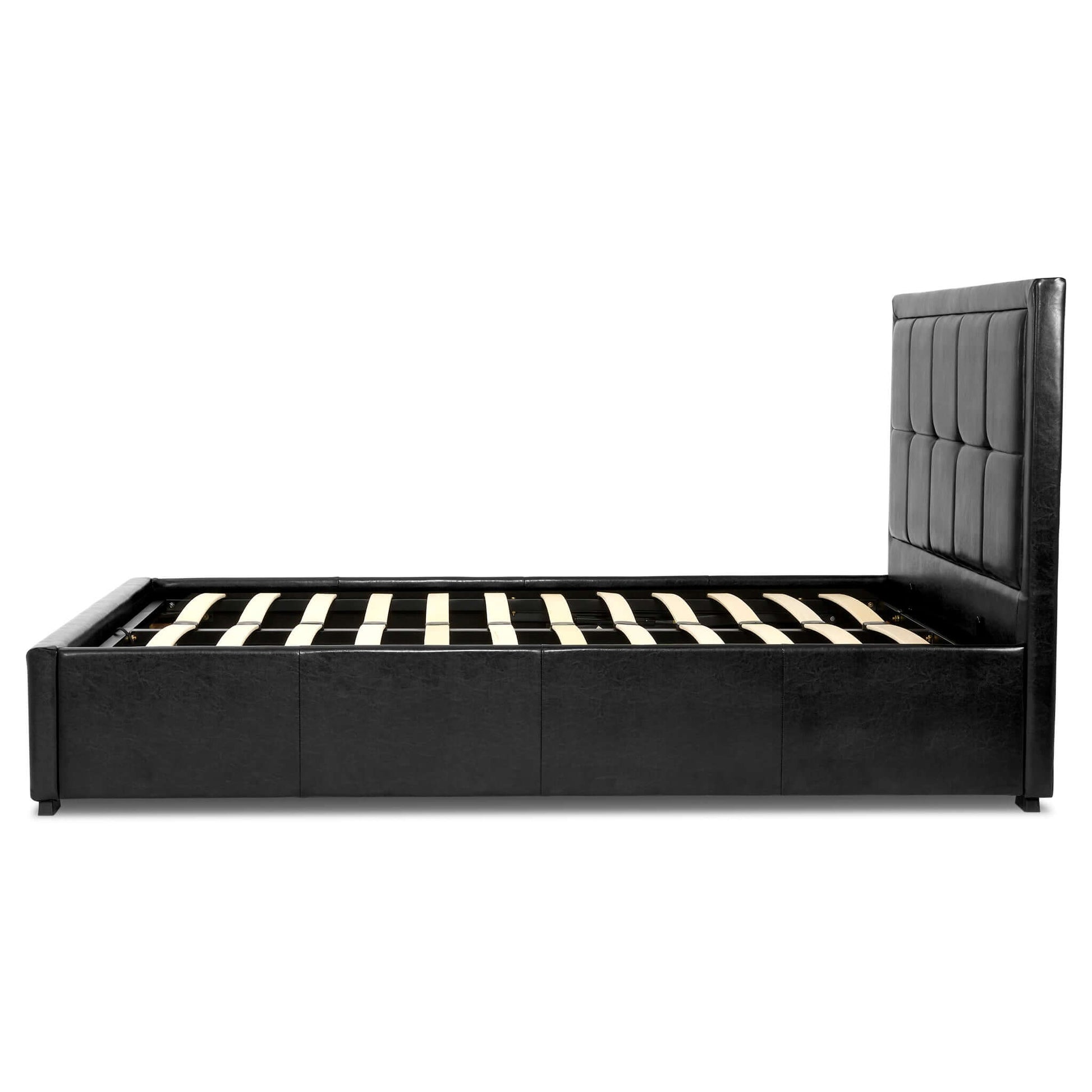 Hollywood Ottoman Bed Frame Faux Leather - Black Clearance