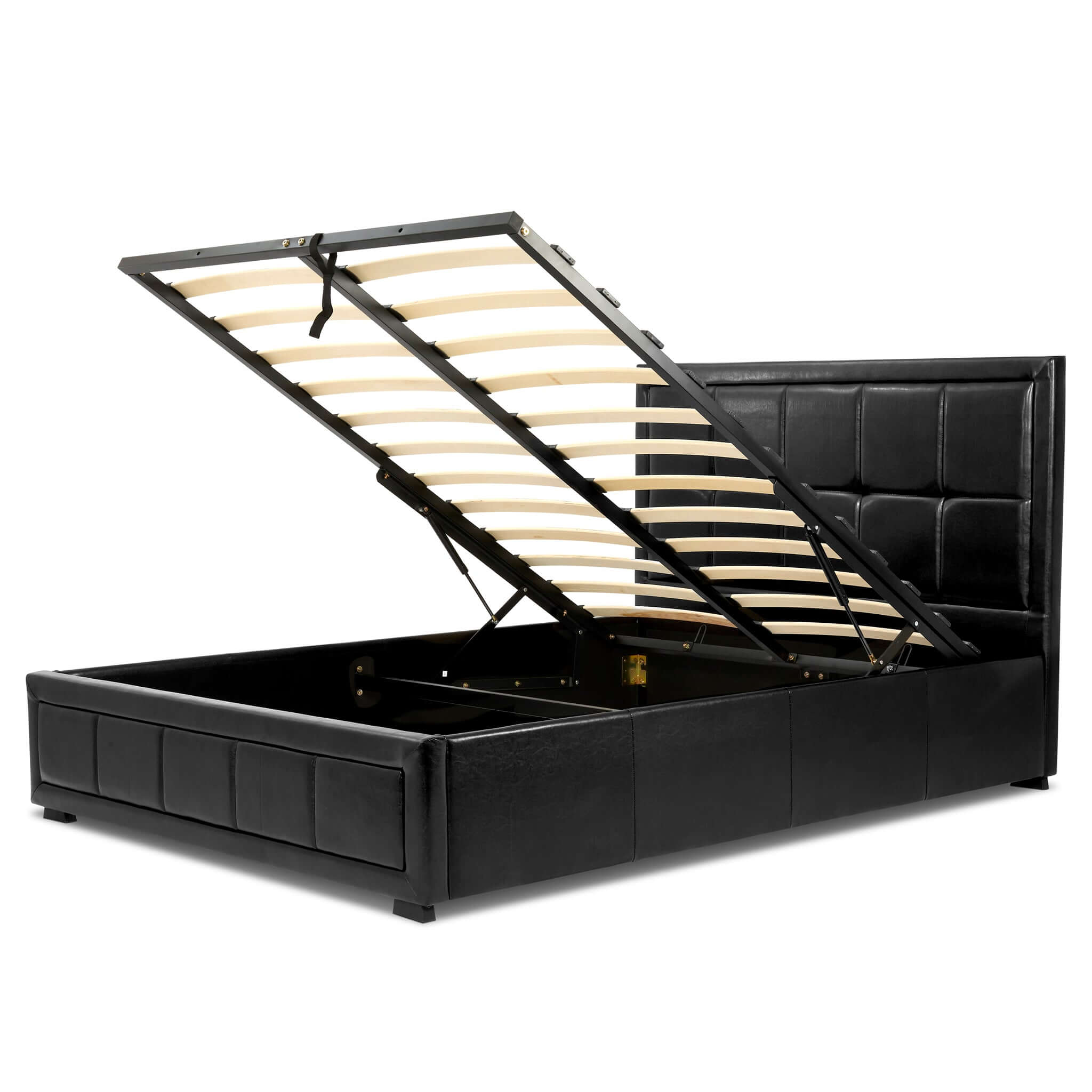 Hollywood Ottoman Bed Frame Faux Leather - Black Clearance