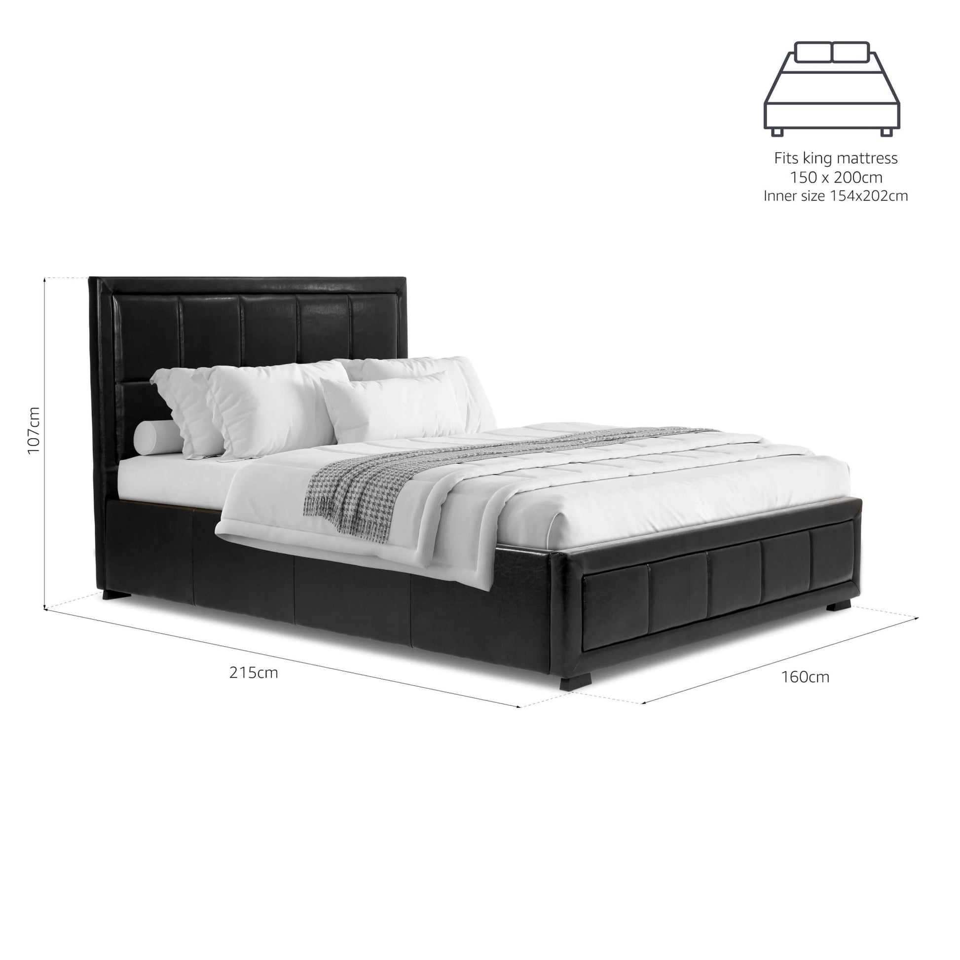 Hollywood Ottoman Bed Frame Faux Leather - Black Clearance King