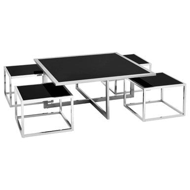Horizon Silver Coffee Table And Stools Set - Bargainia.com - 5018705444581