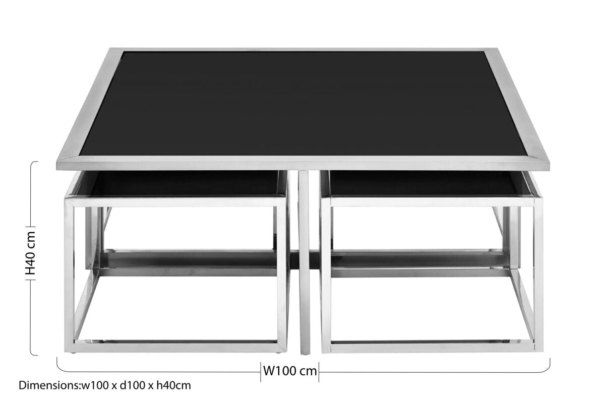 Horizon Silver Coffee Table And Stools Set - Bargainia.com - 5018705444581