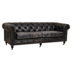 Hoxton Antique Black 3 Seat Chesterfield Leather Sofa - Bargainia.com - 