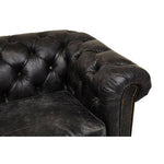 Hoxton Antique Black 3 Seat Chesterfield Leather Sofa - Bargainia.com - 