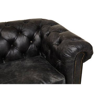 Hoxton Antique Black 3 Seat Chesterfield Leather Sofa - Bargainia.com - 