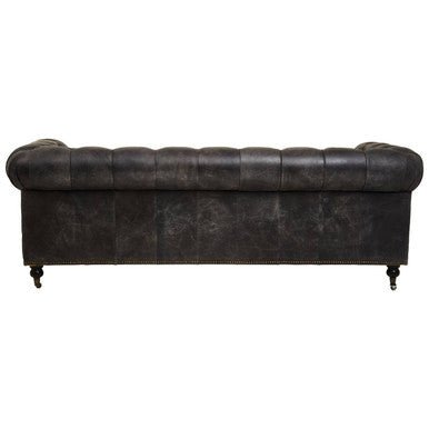 Hoxton Antique Black 3 Seat Chesterfield Leather Sofa - Bargainia.com - 