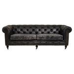 Hoxton Antique Black 3 Seat Chesterfield Leather Sofa - Bargainia.com - 