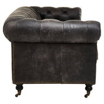 Hoxton Antique Black 3 Seat Chesterfield Leather Sofa - Bargainia.com - 