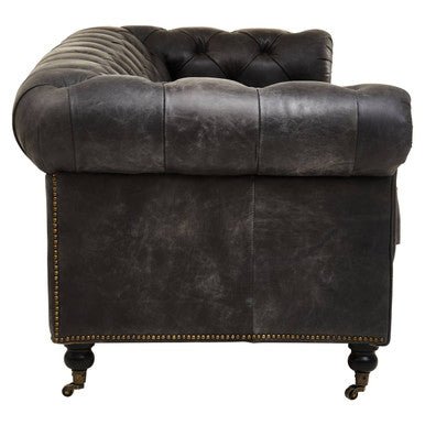 Hoxton Antique Black 3 Seat Chesterfield Leather Sofa - Bargainia.com - 