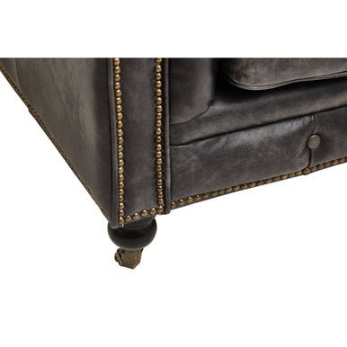 Hoxton Antique Black 3 Seat Chesterfield Leather Sofa - Bargainia.com - 