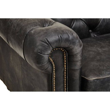 Hoxton Antique Black 3 Seat Chesterfield Leather Sofa - Bargainia.com - 
