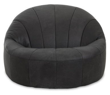 Hoxton Antique Black Leather Lounge Cocoon Chair - Bargainia.com - 5018705515946