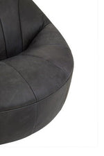 Hoxton Antique Black Leather Lounge Cocoon Chair - Bargainia.com - 5018705515946