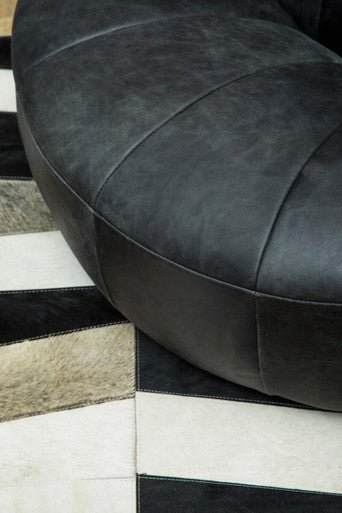Hoxton Antique Black Leather Lounge Cocoon Chair - Bargainia.com - 5018705515946