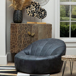 Hoxton Antique Black Leather Lounge Cocoon Chair - Bargainia.com - 5018705515946
