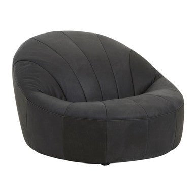 Hoxton Antique Black Leather Lounge Cocoon Chair - Bargainia.com - 5018705515946