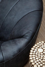 Hoxton Antique Black Leather Lounge Cocoon Chair - Bargainia.com - 5018705515946