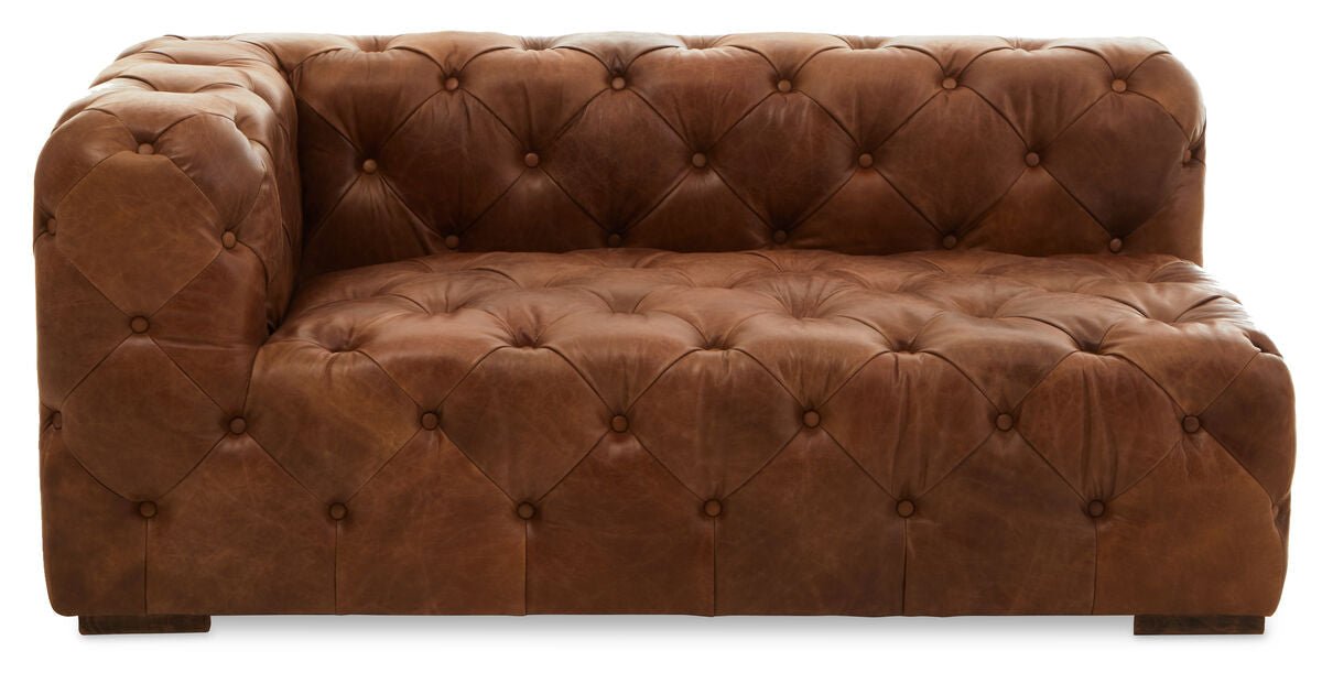 Hoxton Brown Leather Left Arm Modern Chesterfield Sofa - Bargainia.com - 