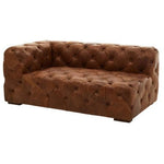 Hoxton Brown Leather Left Arm Modern Chesterfield Sofa - Bargainia.com - 