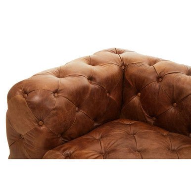 Hoxton Brown Leather Left Arm Modern Chesterfield Sofa - Bargainia.com - 