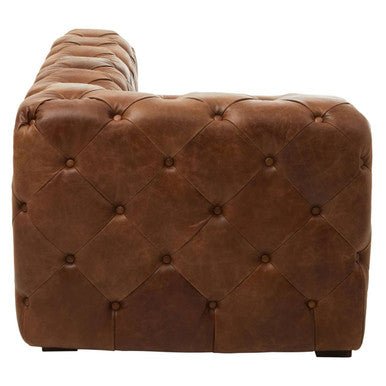 Hoxton Brown Leather Left Arm Modern Chesterfield Sofa - Bargainia.com - 