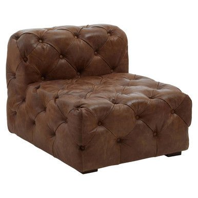 Hoxton Brown Leather Modern Chesterfield Modular Sofa Chair - Bargainia.com - 