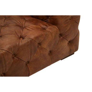 Hoxton Brown Leather Right Arm Modern Chesterfield Modular Sofa - Bargainia.com - 