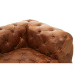Hoxton Brown Leather Right Arm Modern Chesterfield Modular Sofa - Bargainia.com - 