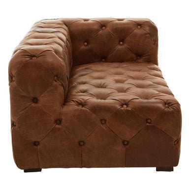 Hoxton Brown Leather Right Arm Modern Chesterfield Modular Sofa - Bargainia.com - 