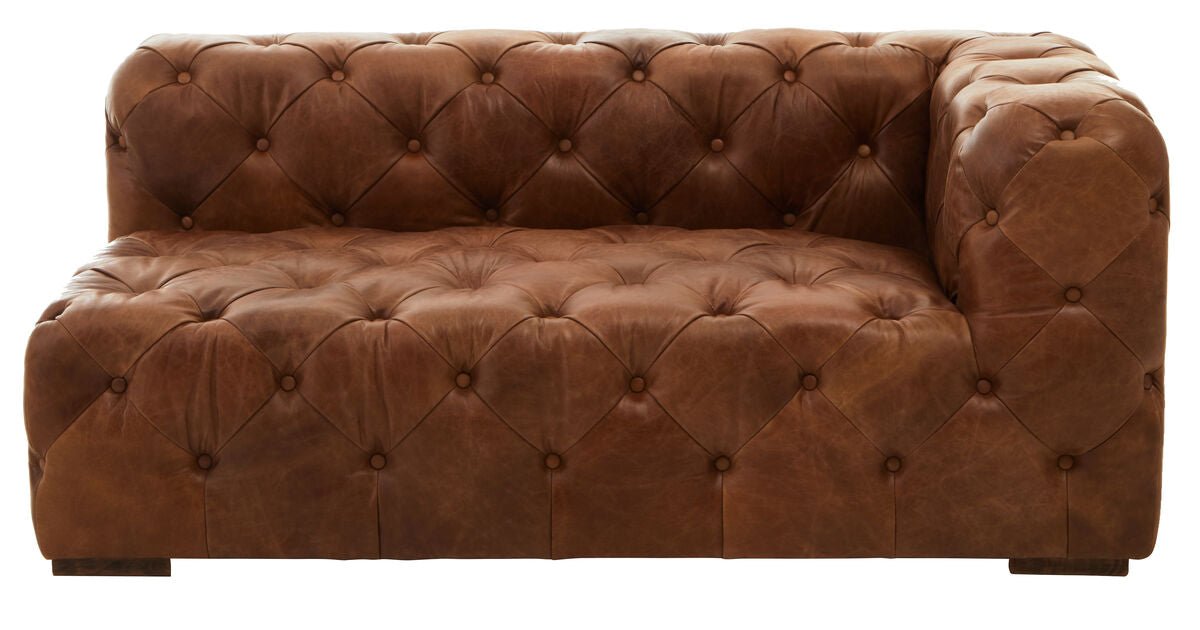 Hoxton Brown Leather Right Arm Modern Chesterfield Modular Sofa - Bargainia.com - 