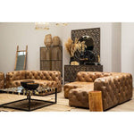 Hoxton Brown Leather Right Arm Modern Chesterfield Modular Sofa - Bargainia.com - 