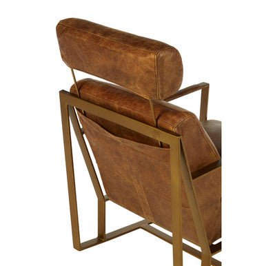 Hoxton Light Brown Leather Lounge Chair With Iron Frame - Bargainia.com - 5018705425368