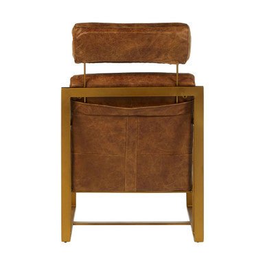 Hoxton Light Brown Leather Lounge Chair With Iron Frame - Bargainia.com - 5018705425368