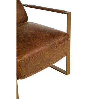 Hoxton Light Brown Leather Lounge Chair With Iron Frame - Bargainia.com - 5018705425368