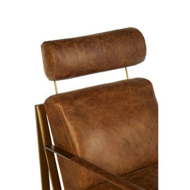 Hoxton Light Brown Leather Lounge Chair With Iron Frame - Bargainia.com - 5018705425368