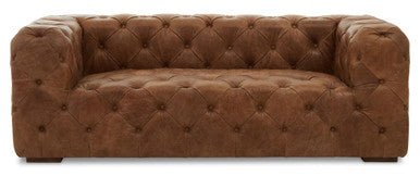 Hoxton Three Seat Brown Leather Modern Chesterfield Sofa - Bargainia.com - 