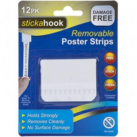 Stickahook Removable Poster Strips - Pack of 12-5050565395160-Bargainia.com