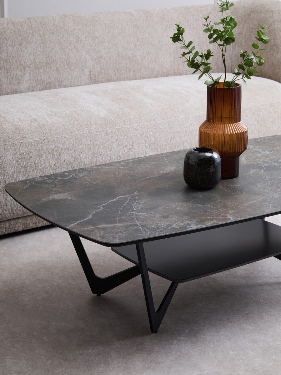 Imperia Grey Ceramic Marble Effect Coffee Table - Bargainia.com - 5018705972374