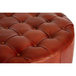 Inca Round Button Tufted Antique Brown Leather Large Stool - Bargainia.com - 5018705419077