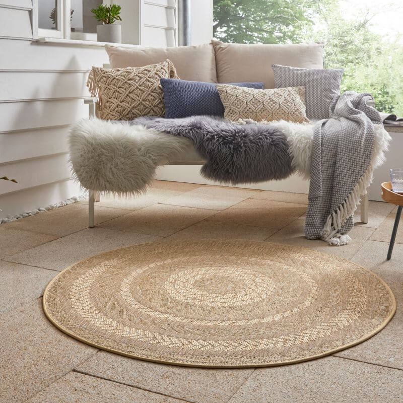 Indoor Outdoor Almendro Round Rug – Chevron Design - Bargainia.com - 4260648234434 - 103998-160