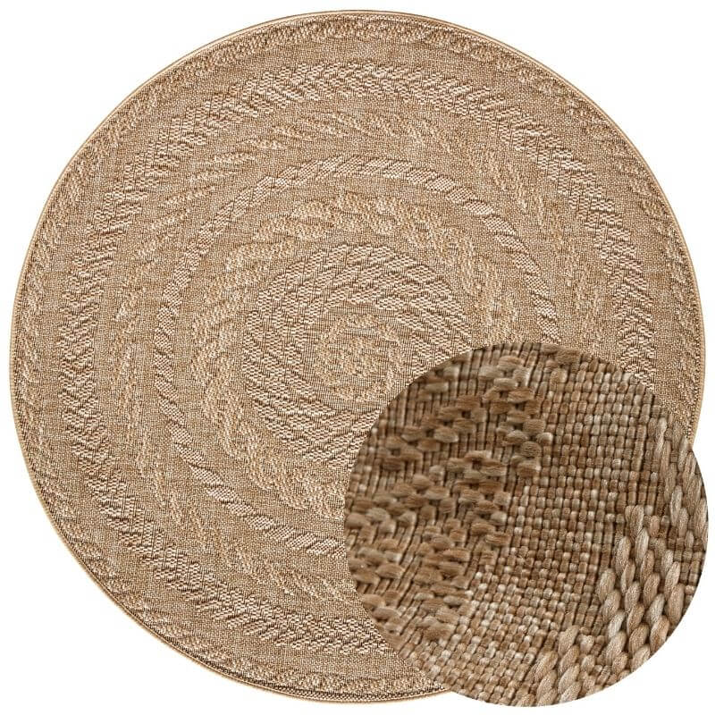 Indoor Outdoor Almendro Round Rug – Chevron Design - Bargainia.com - 