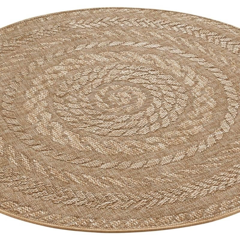 Indoor Outdoor Almendro Round Rug – Chevron Design - Bargainia.com - 