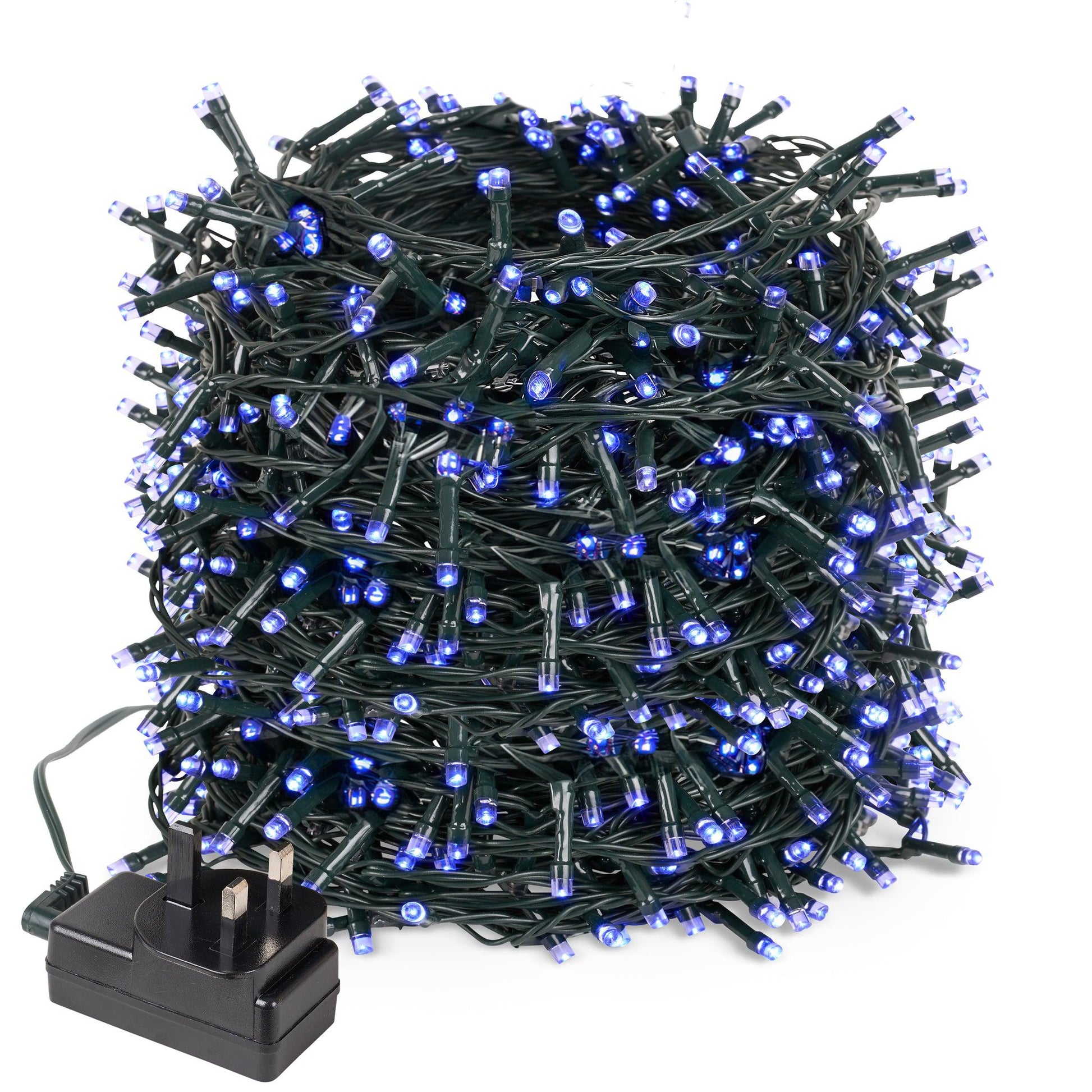 Indoor/Outdoor 8 Function LED Waterproof Fairy Lights with Green Cable (300 Lights - 25M Cable) - Blue Lighting Clearance