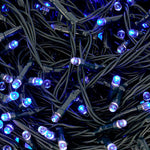 Indoor/Outdoor 8 Function LED Waterproof Fairy Lights with Green Cable (400 Lights - 32M Cable) - Blue Lights - Bargainia.com - 