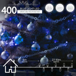 Indoor/Outdoor 8 Function LED Waterproof Fairy Lights with Green Cable (400 Lights - 32M Cable) - Blue Lights - Bargainia.com - 