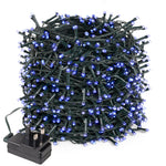 Indoor/Outdoor 8 Function LED Waterproof Fairy Lights with Green Cable (400 Lights - 32M Cable) - Blue Lights - Bargainia.com - 
