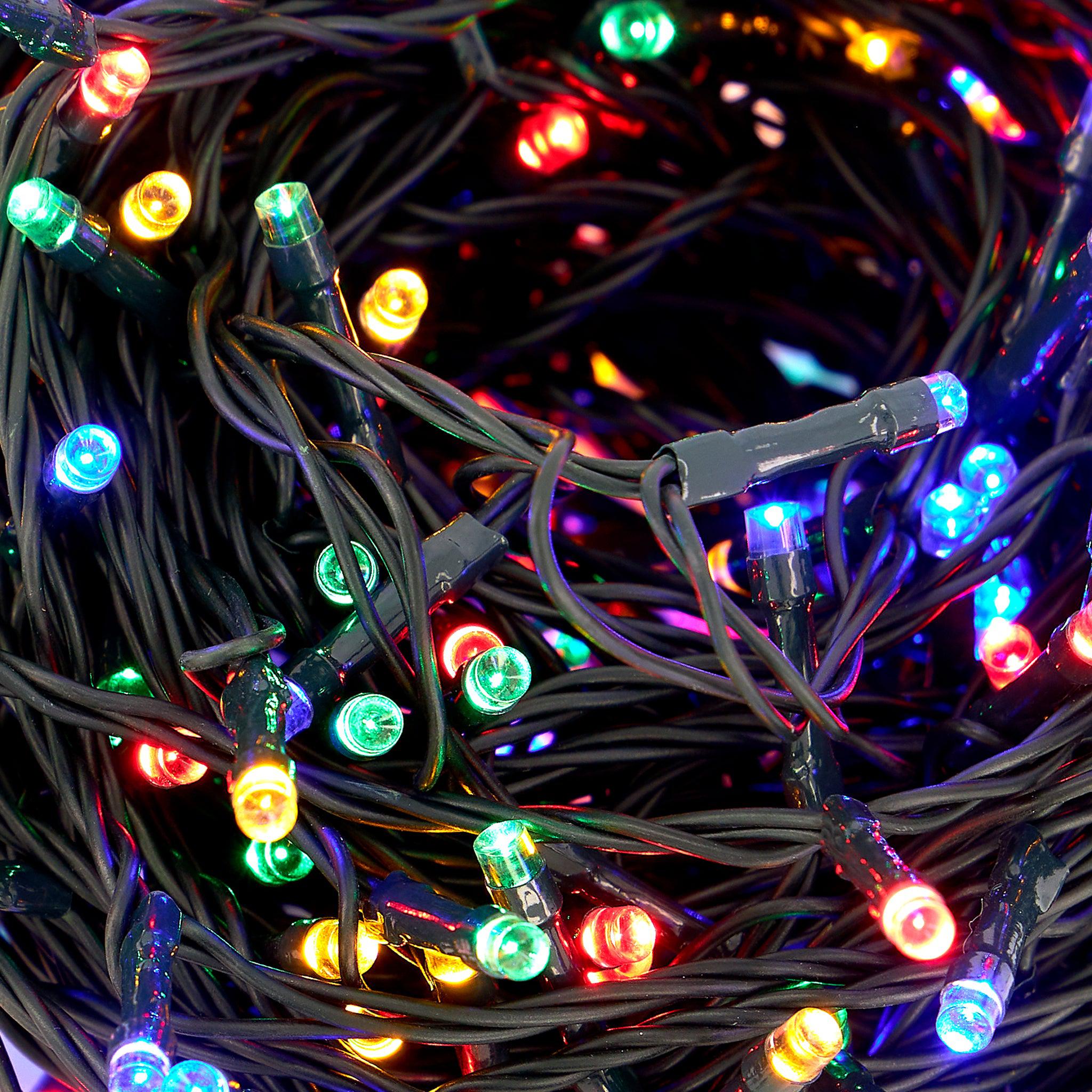 Indoor/Outdoor 8 Function LED Waterproof Fairy Lights with Green Cable (400 Lights - 32M Cable) - Multicoloured Lights Lighting Bargainia